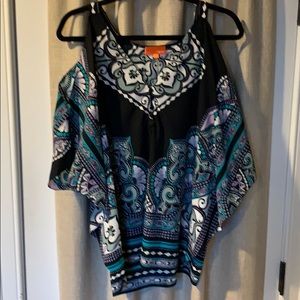 Hale Bob Cabana Cold Shoulder Multi colored Top, S